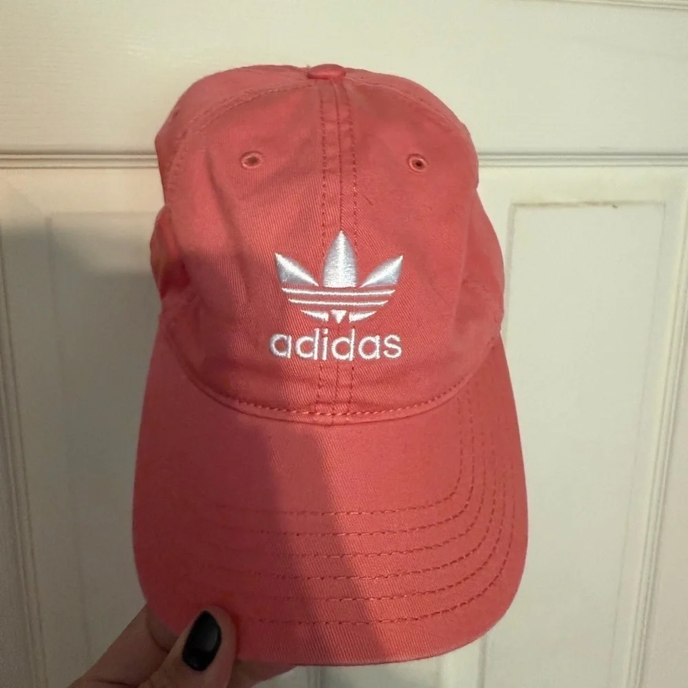 Adidas Classic Coral Peach Pink Ladies Baseball Cap White Logo NWOT